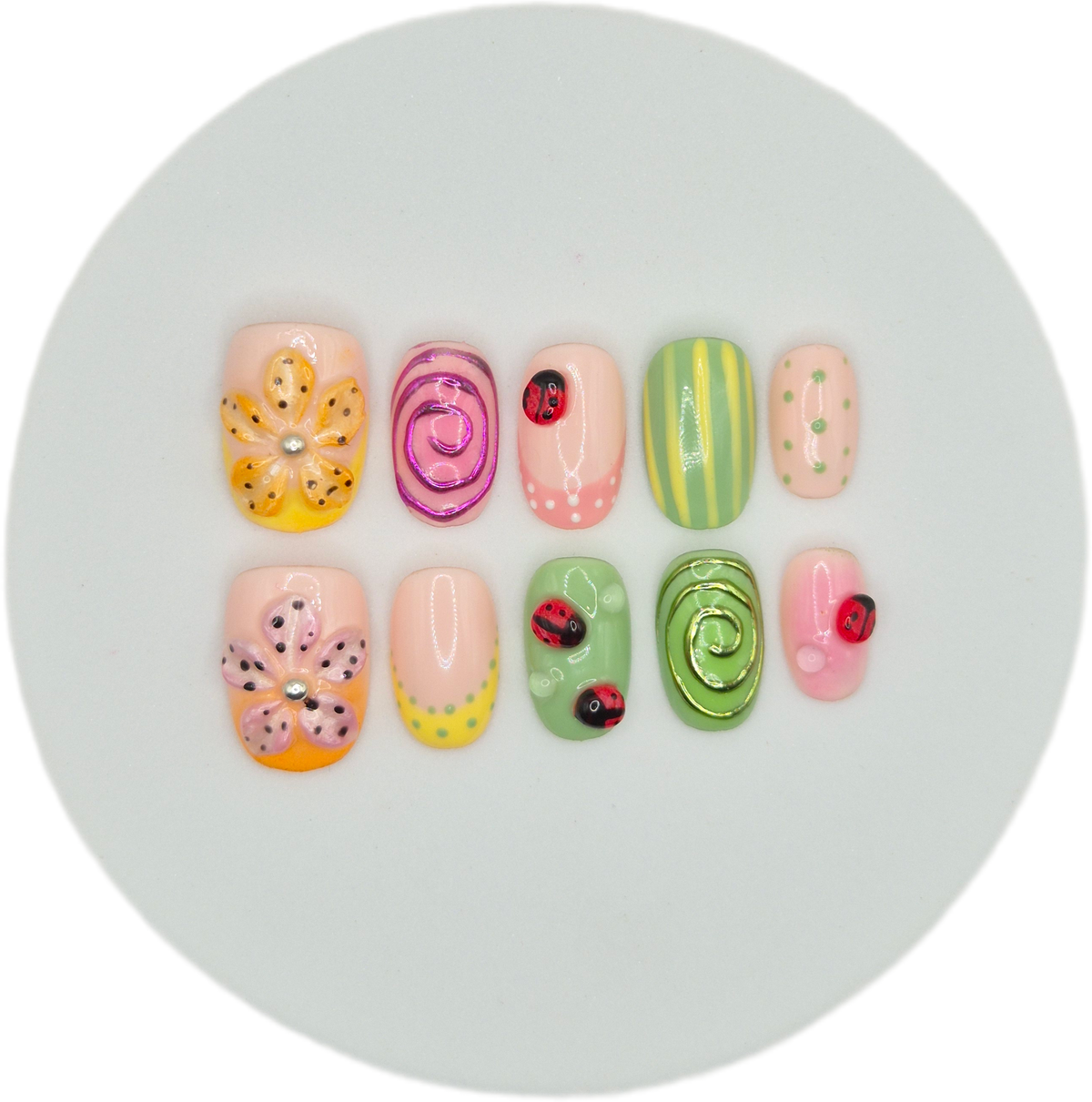 Ladybugs presson nails